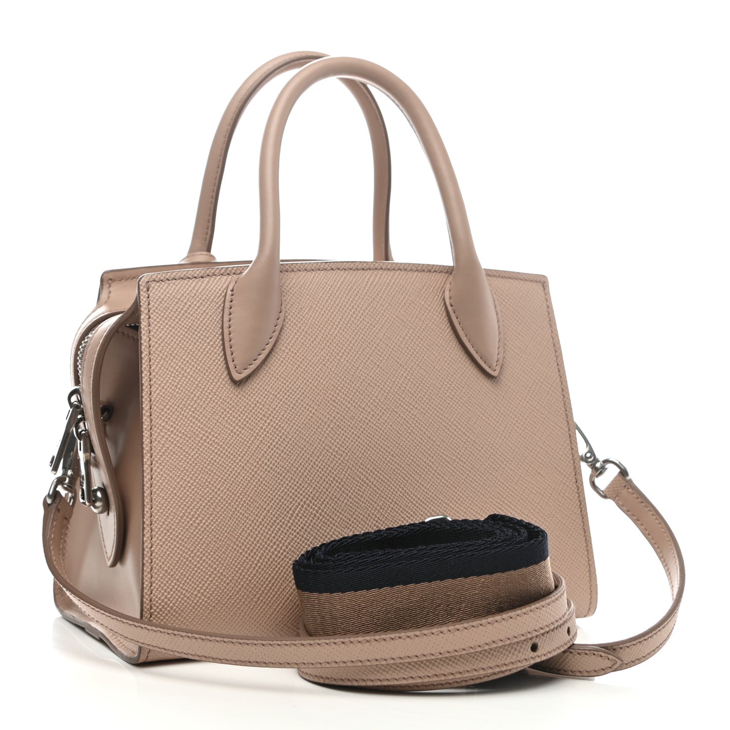 Saffiano Cuir Calfskin Mini Monochrome Top Handle Tote Cipria