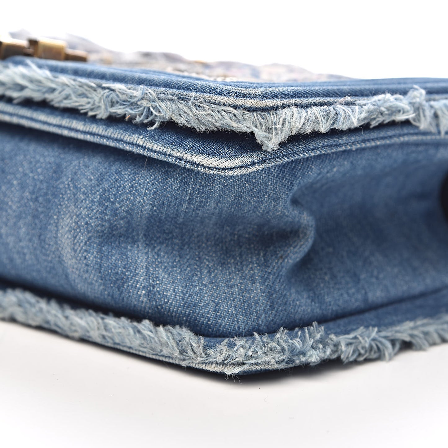 Denim Patchwork Medium Boy Flap Blue