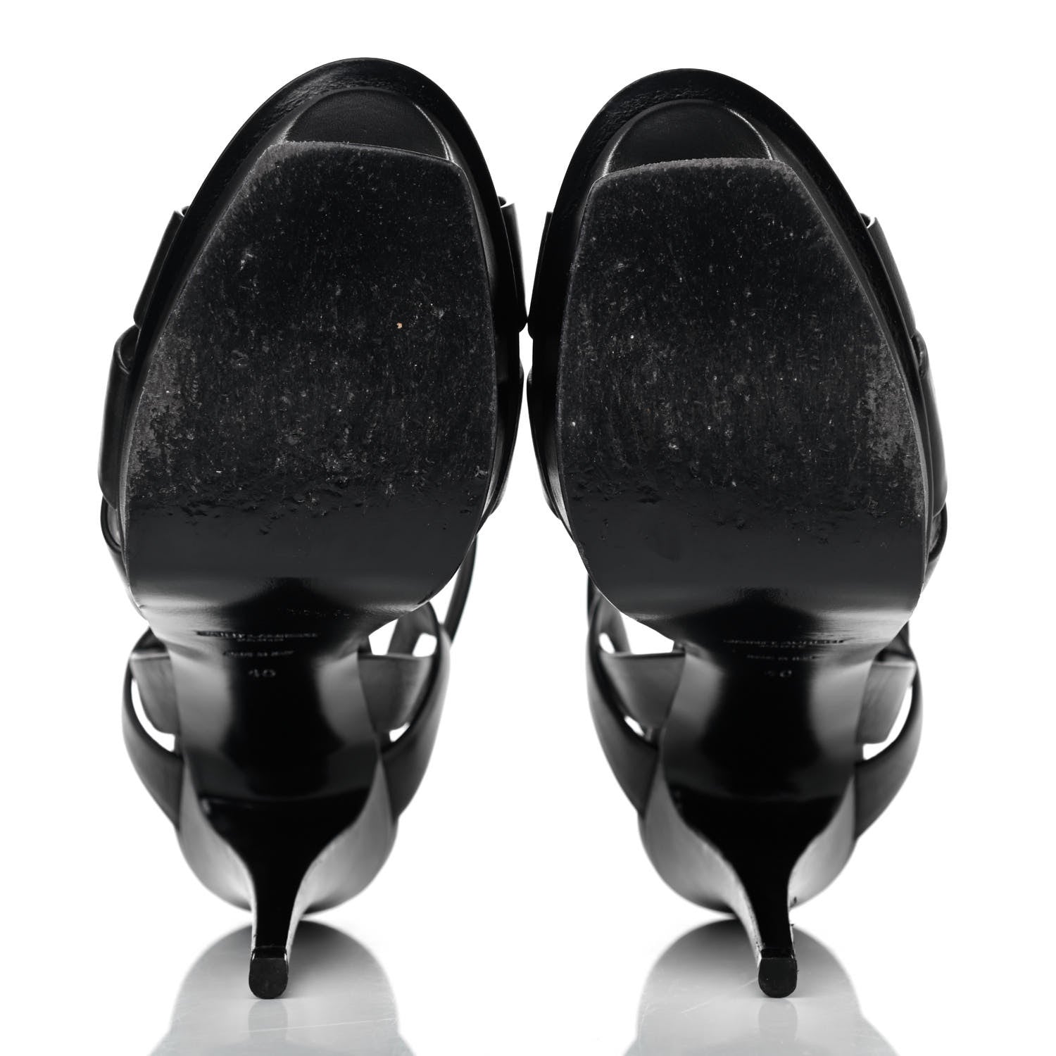 Saint Laurent Calfskin Tribute 105 Platform Sandals 40 Black 4 of 4