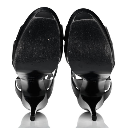 Saint Laurent Calfskin Tribute 105 Platform Sandals 40 Black 4 of 4