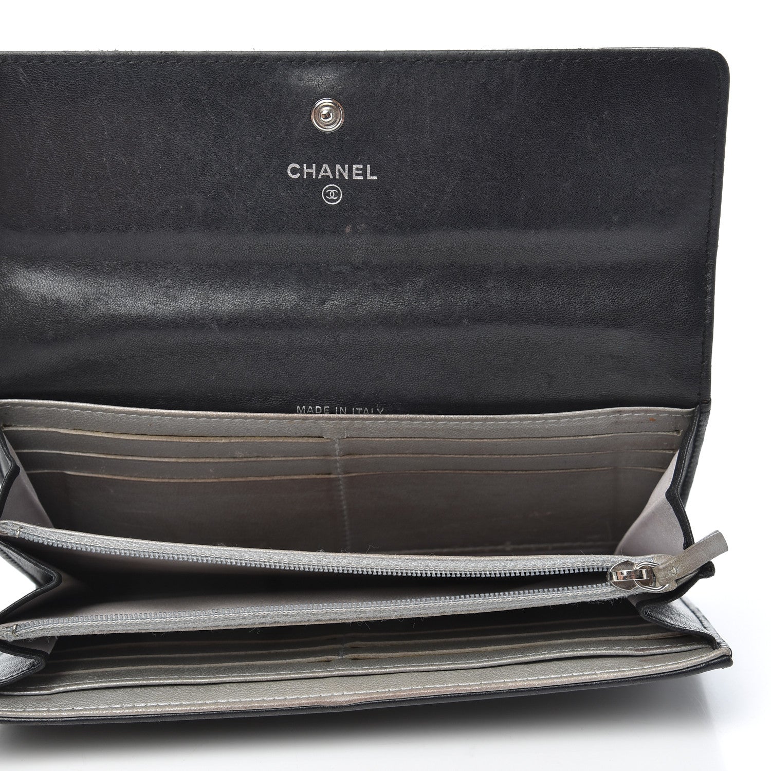 Chanel Lambskin Camellia Embossed Large Gusset Flap Wallet Black 5 of 14