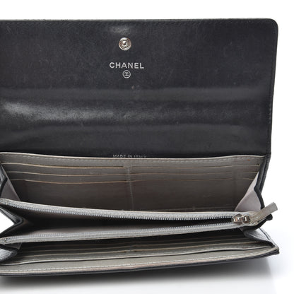 Chanel Lambskin Camellia Embossed Large Gusset Flap Wallet Black 5 of 14