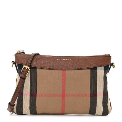 Burberry House Check Derby Peyton Crossbody Clutch Bag Tan 1 of 15