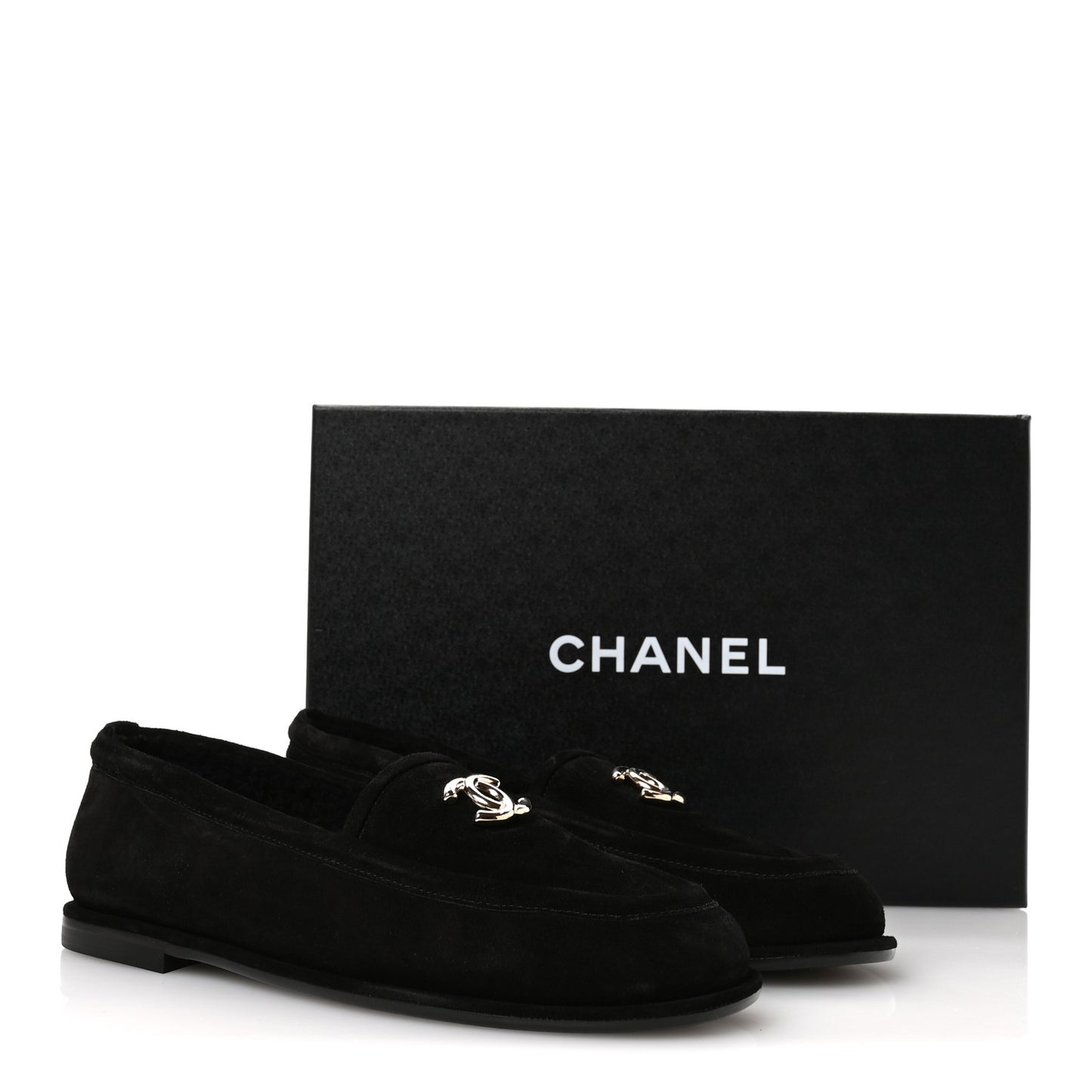 Suede Calfskin CC Mocassins 39 Black