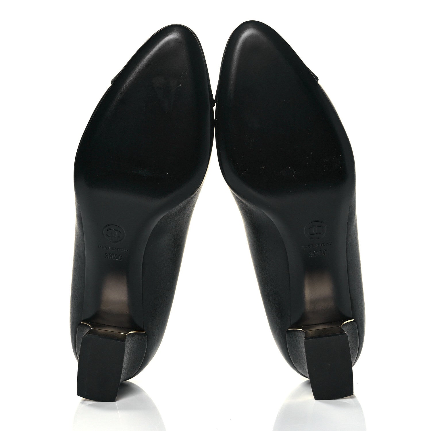 Chanel Lambskin Grosgrain Cap Toe CC Pumps 39.5 Black 5 of 9