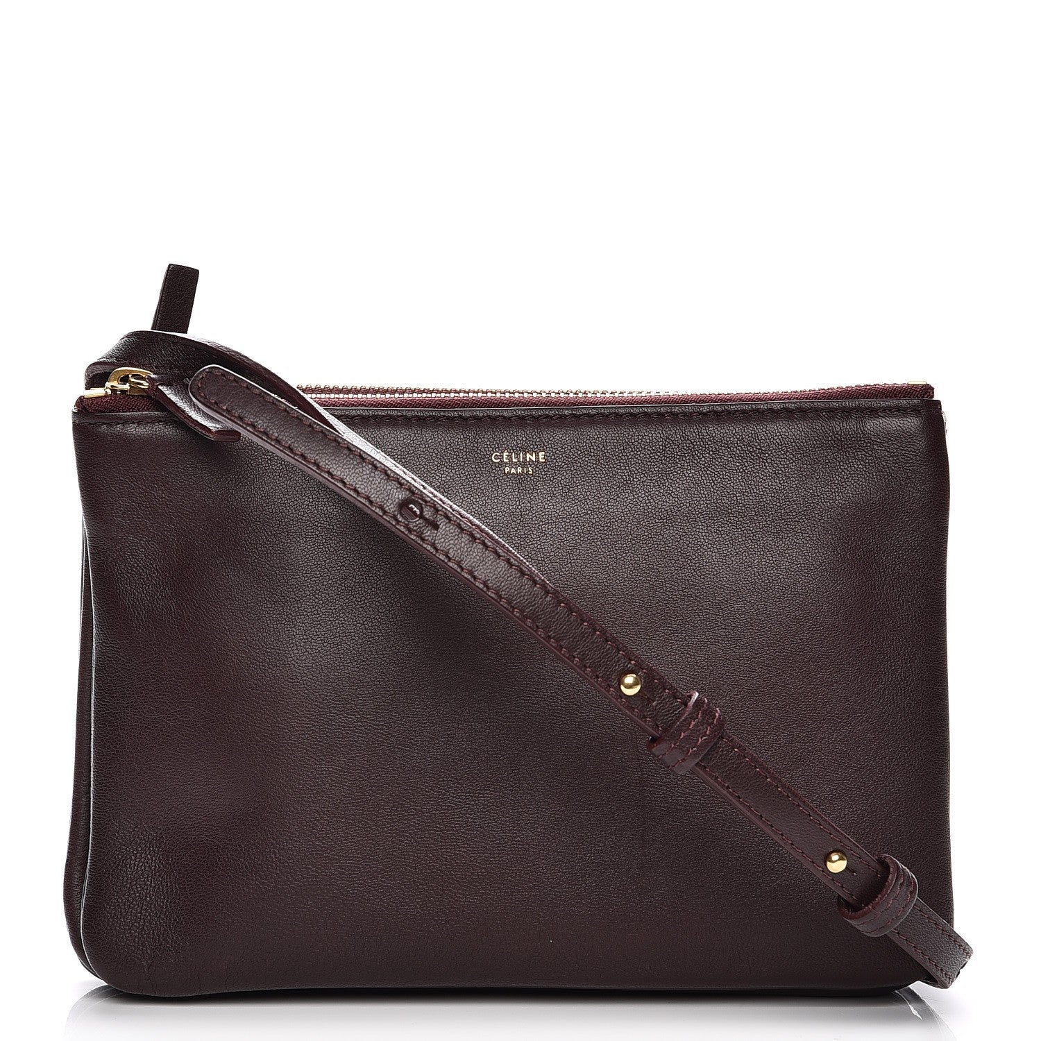 Celine Smooth Lambskin Small Trio Crossbody Bag Bordeaux 1 of 9