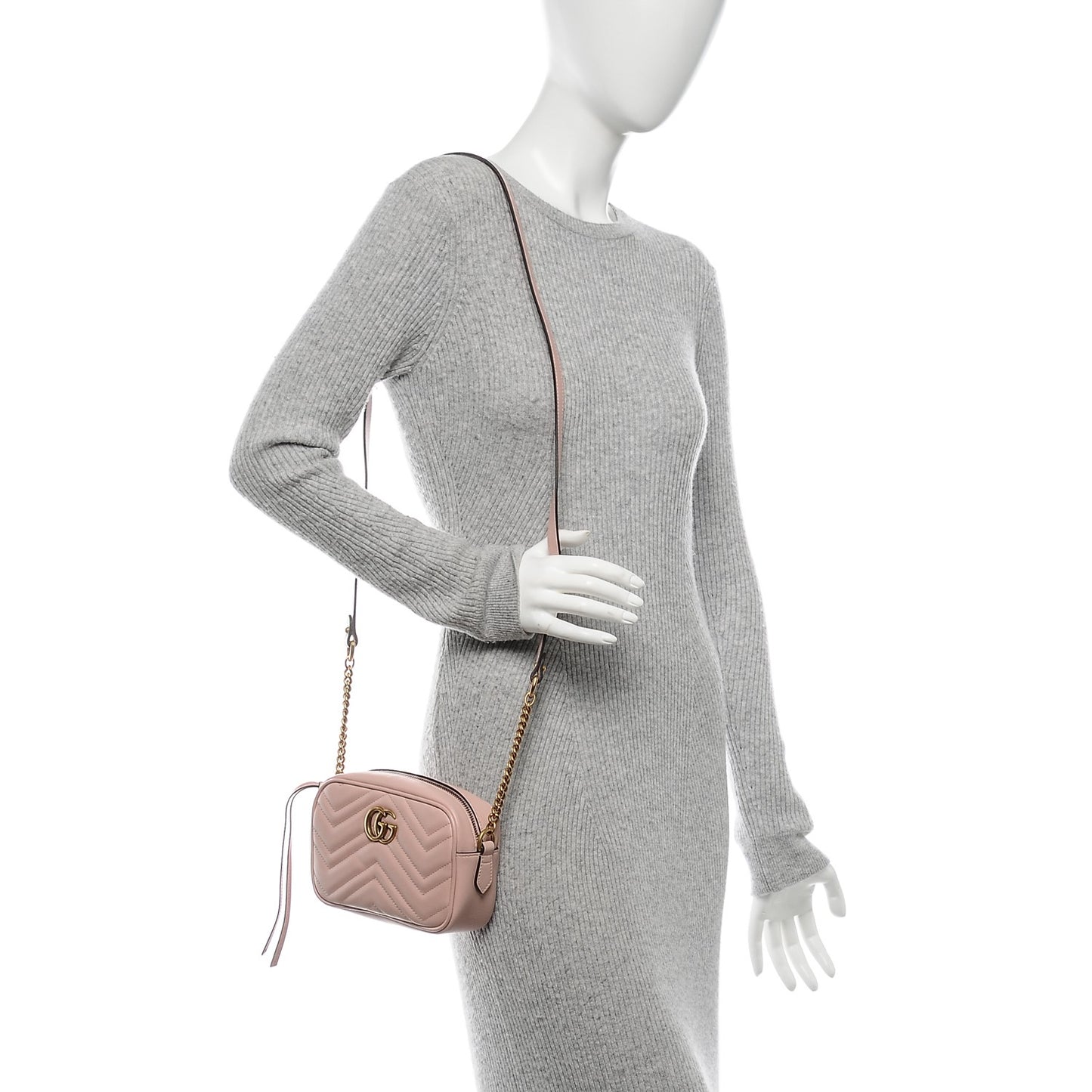 Calfskin Matelasse Mini GG Marmont Chain Shoulder Bag Perfect Pink