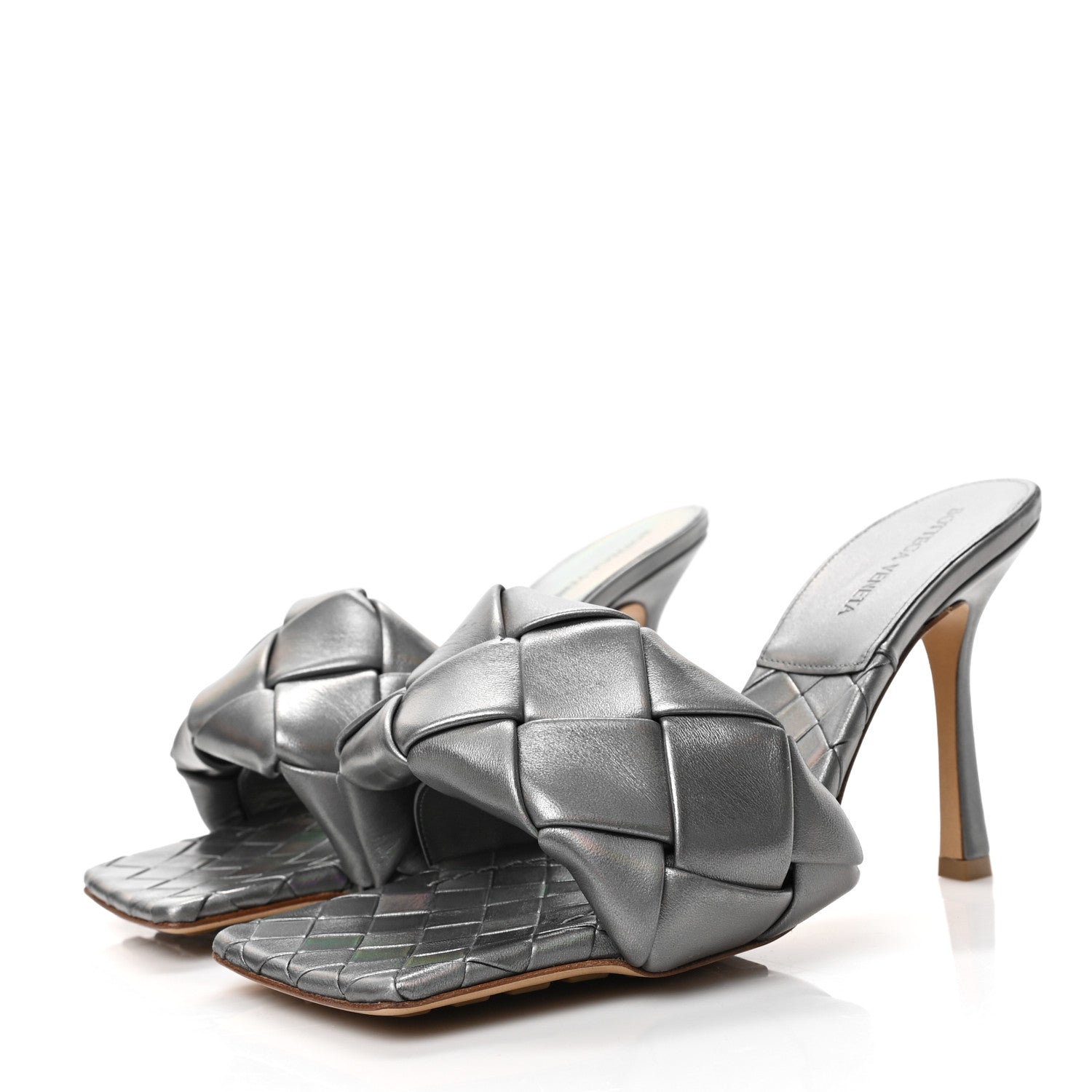 Bottega Veneta Laser Nappa Maxi Intrecciato Lido 90mm Mule Sandals 40 Oyster 3 of 7