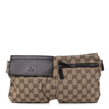 Gucci GG Monogram Double Pocket Belt Bag Dark Brown 1 of 11