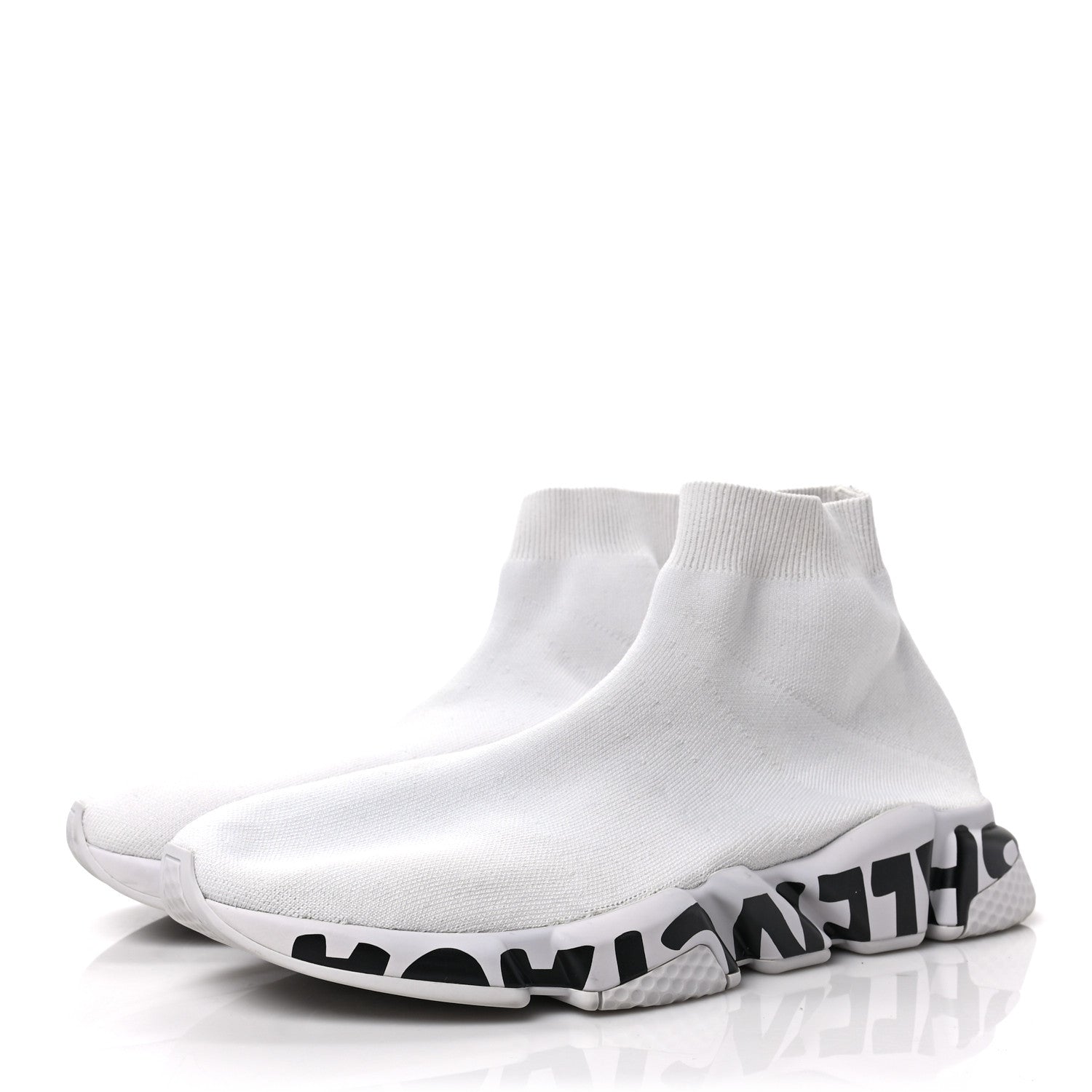 Balenciaga Neoprene Knit Mens Speed Graffiti Sneakers 46 White Black 3 of 9