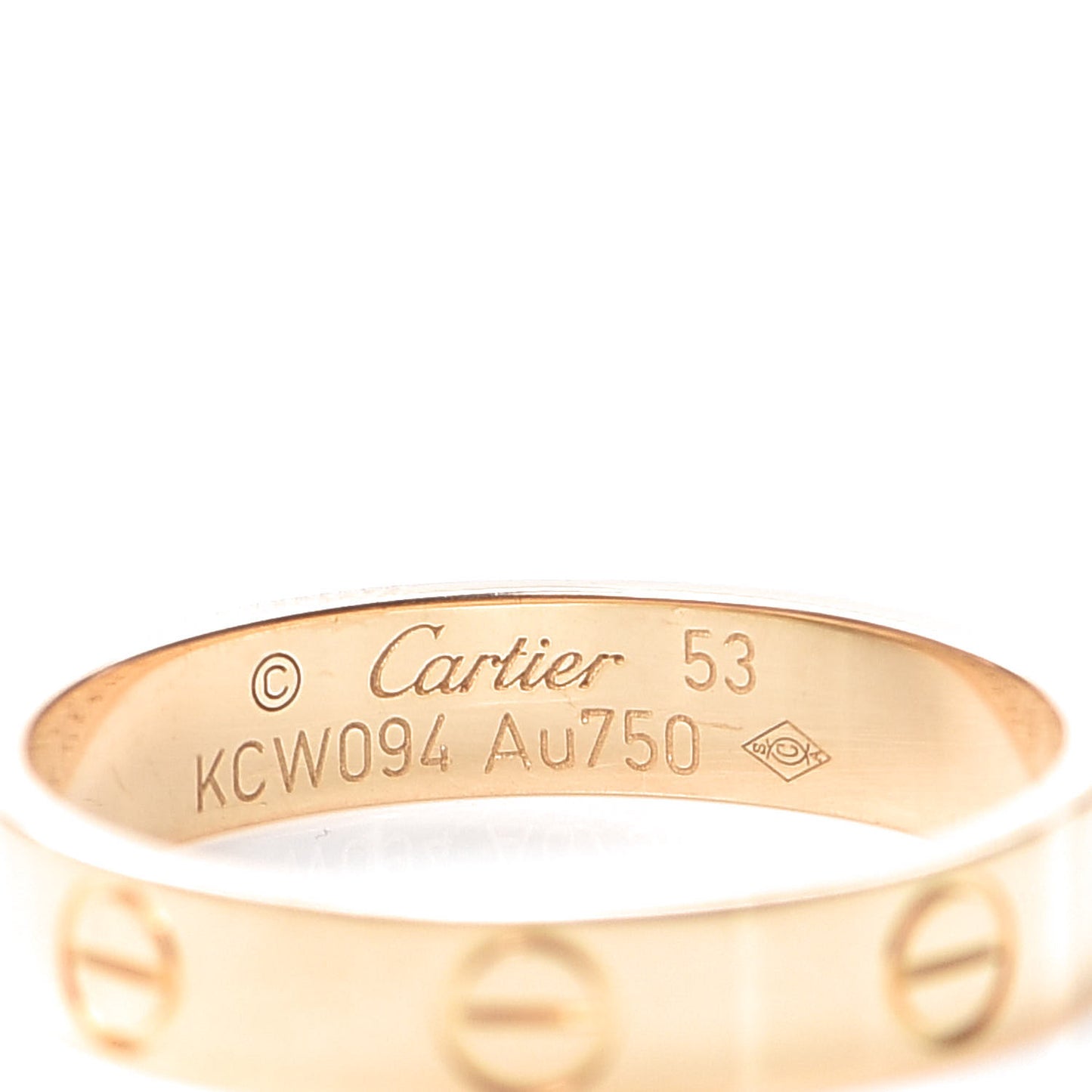 18K Yellow Gold 3.5mm LOVE Wedding Band Ring 53 6.5