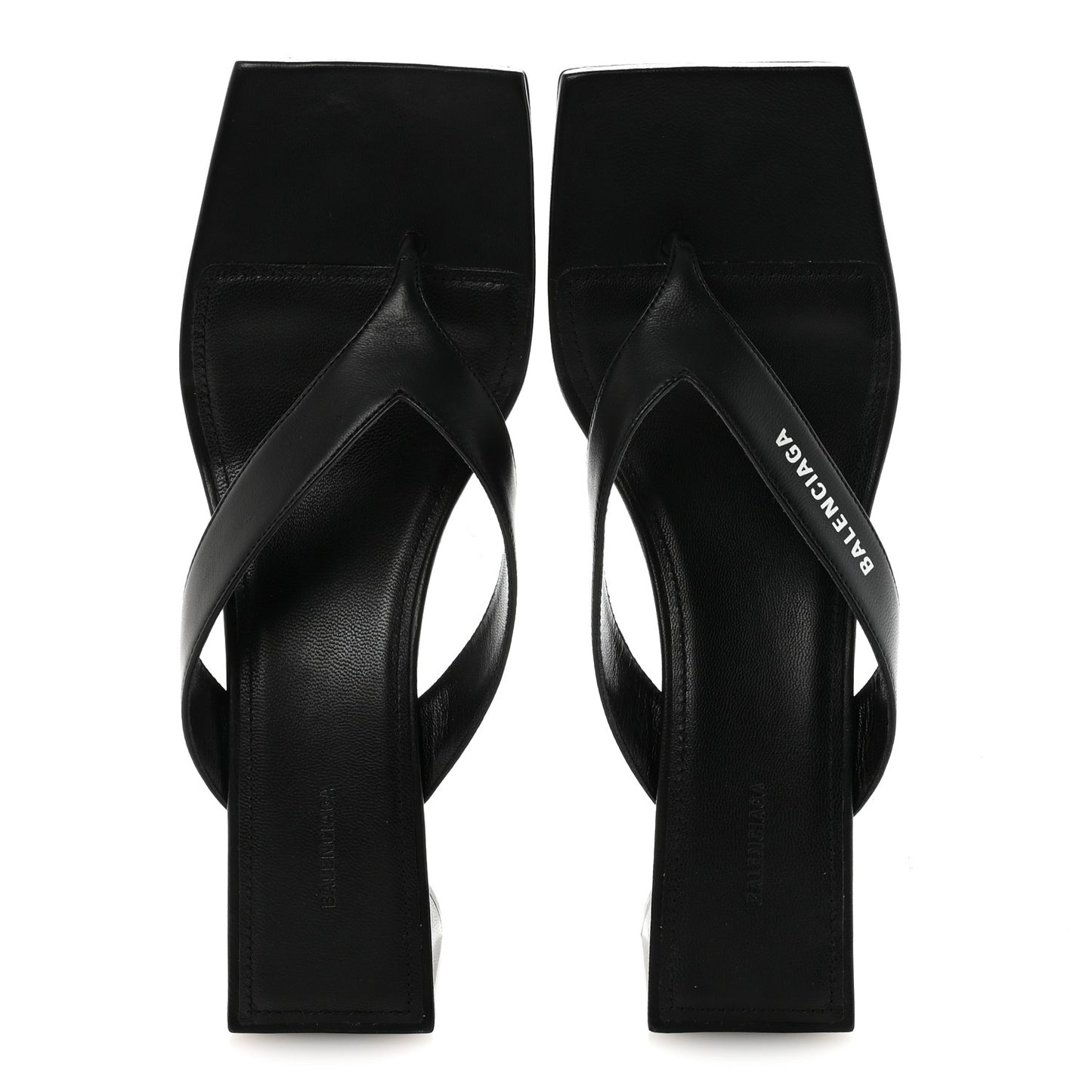 Calfskin Double Square Flat 60mm Sandals 39 Black