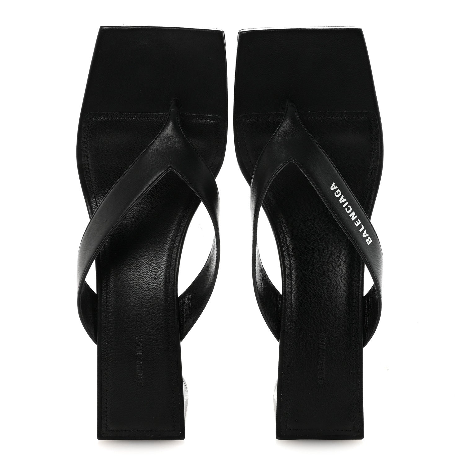 Balenciaga Calfskin Double Square Flat 60mm Sandals 39 Black 2 of 10