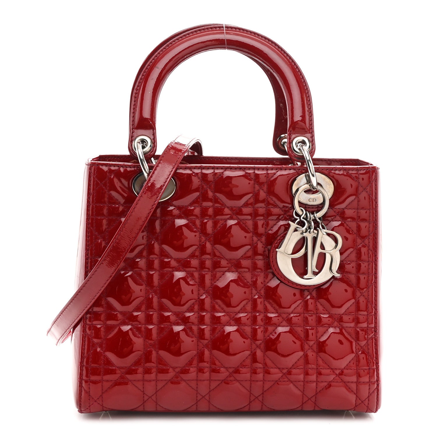 Christian Dior Patent Cannage Medium Lady Dior Red 1 of 12