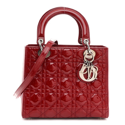 Christian Dior Patent Cannage Medium Lady Dior Red 1 of 12