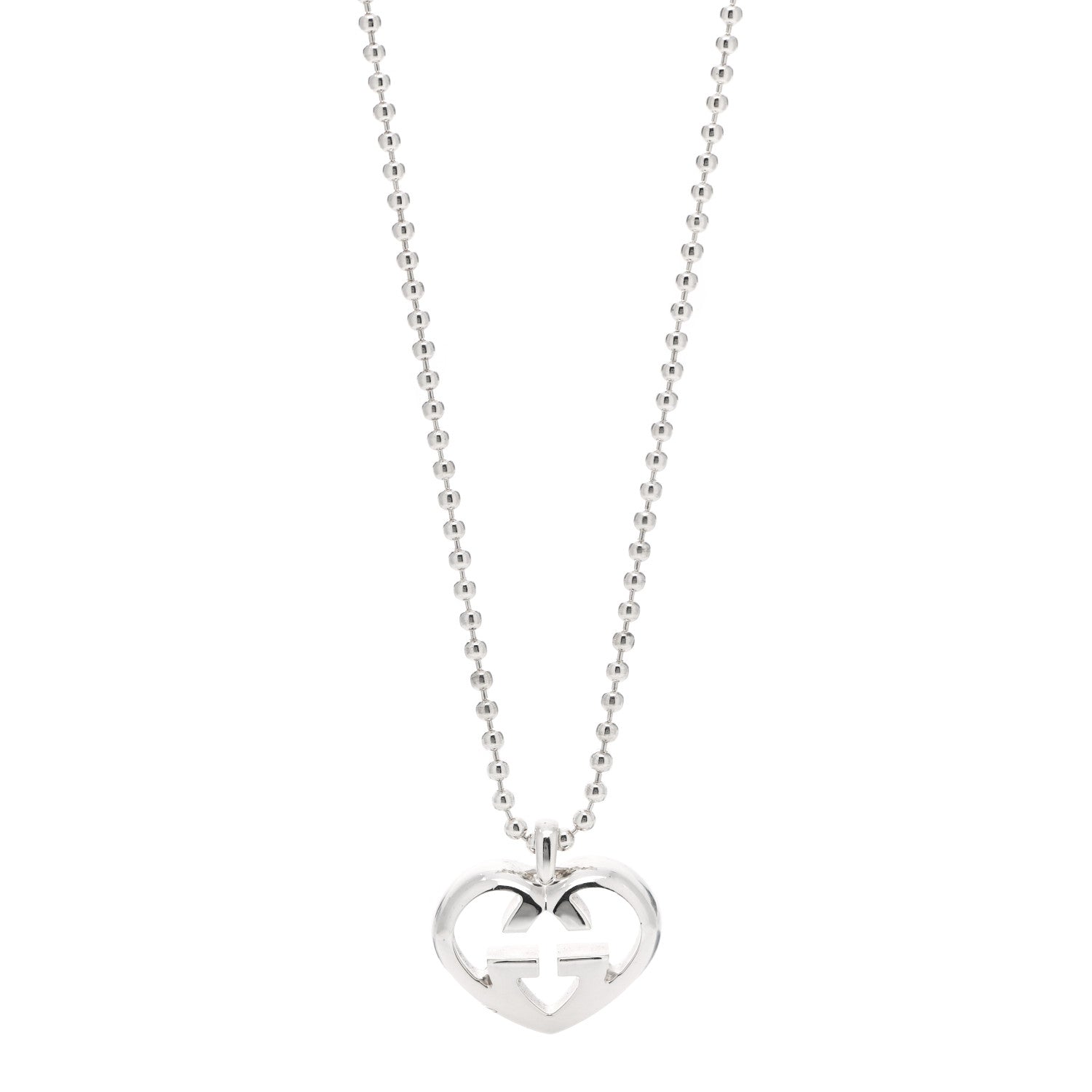 Gucci Sterling Silver Britt Heart Pendant Necklace 1 of 5