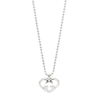 Gucci Sterling Silver Britt Heart Pendant Necklace 1 of 5