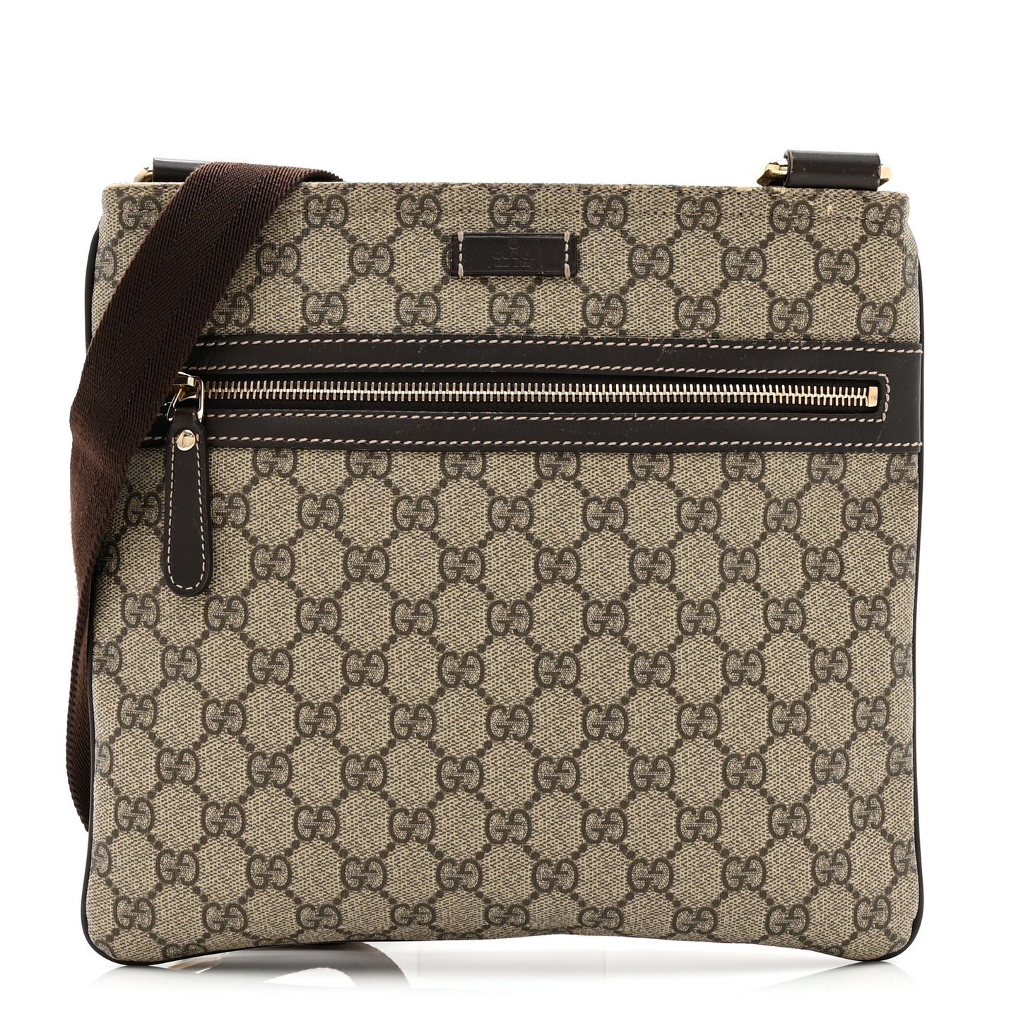Gucci GG Supreme Monogram Selleria Calfskin Small Flat Side Zip