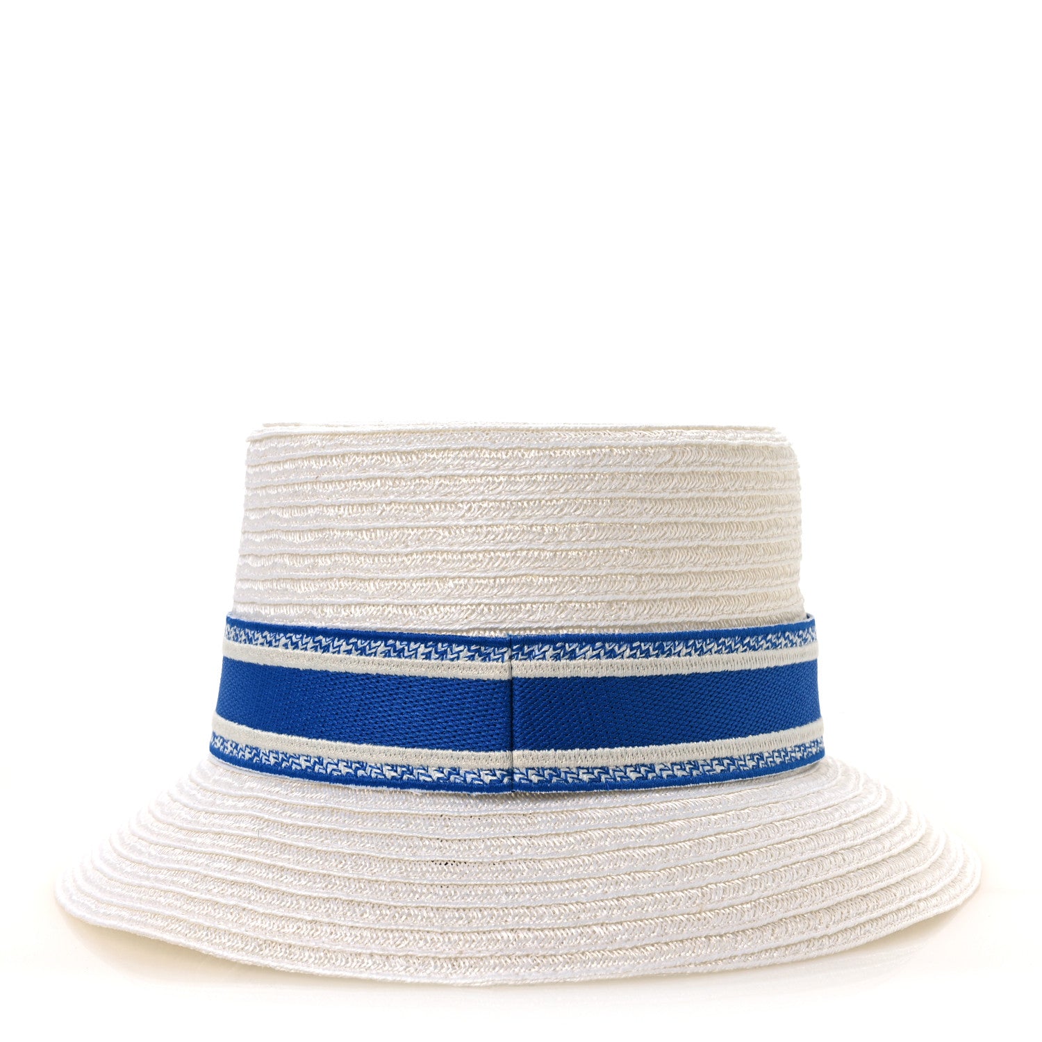 Christian Dior Straw Dioresort Bucket Hat 58 White Blue 6 of 9