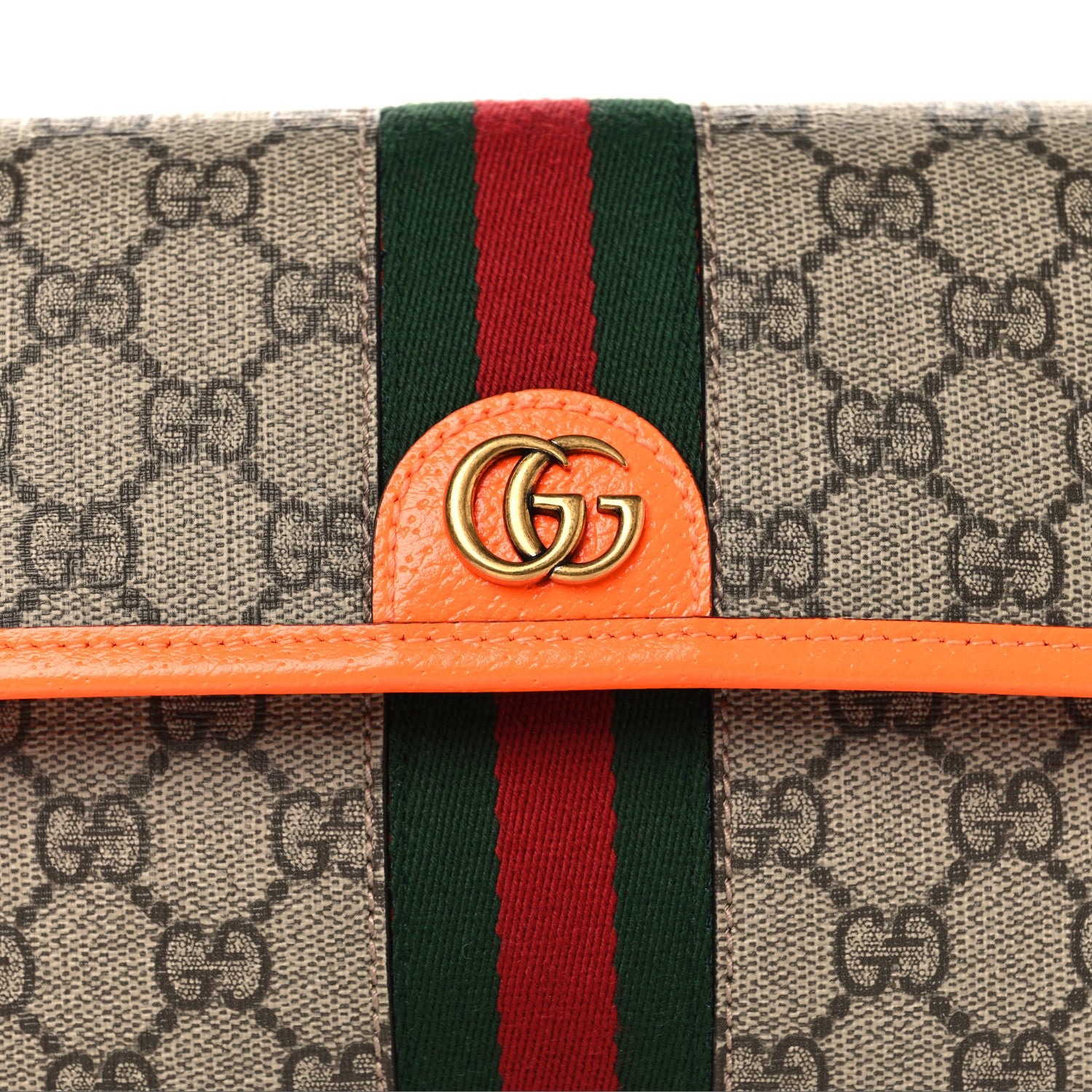 Gucci GG Supreme Monogram Web Small Ophidia Belt Bag Beige Ebony Orange Fluo 8 of 10