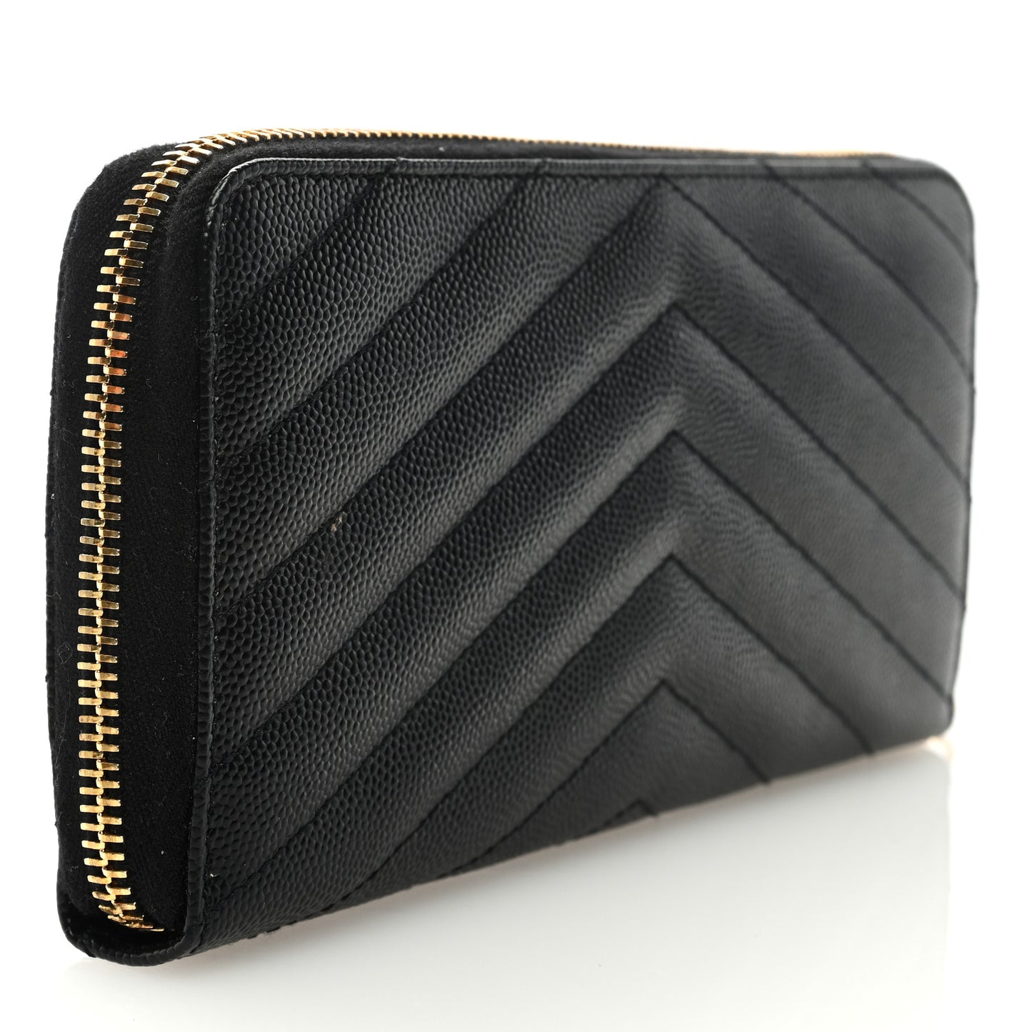Grain De Poudre Matelasse Chevron Monogram Zip Around Wallet Black