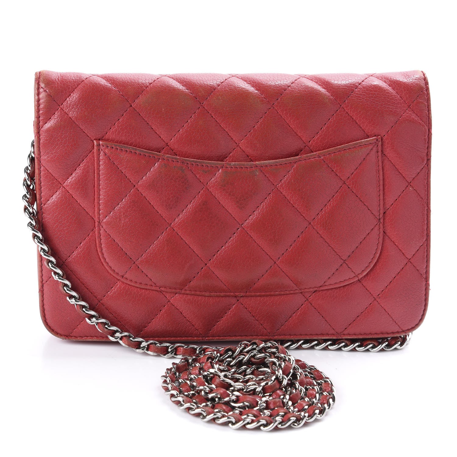 Chanel Caviar Quilted Wallet on Chain WOC Red 3 of 14