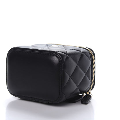 Chanel Lambskin Quilted Mini Vanity Case With Chain Black 7 of 11
