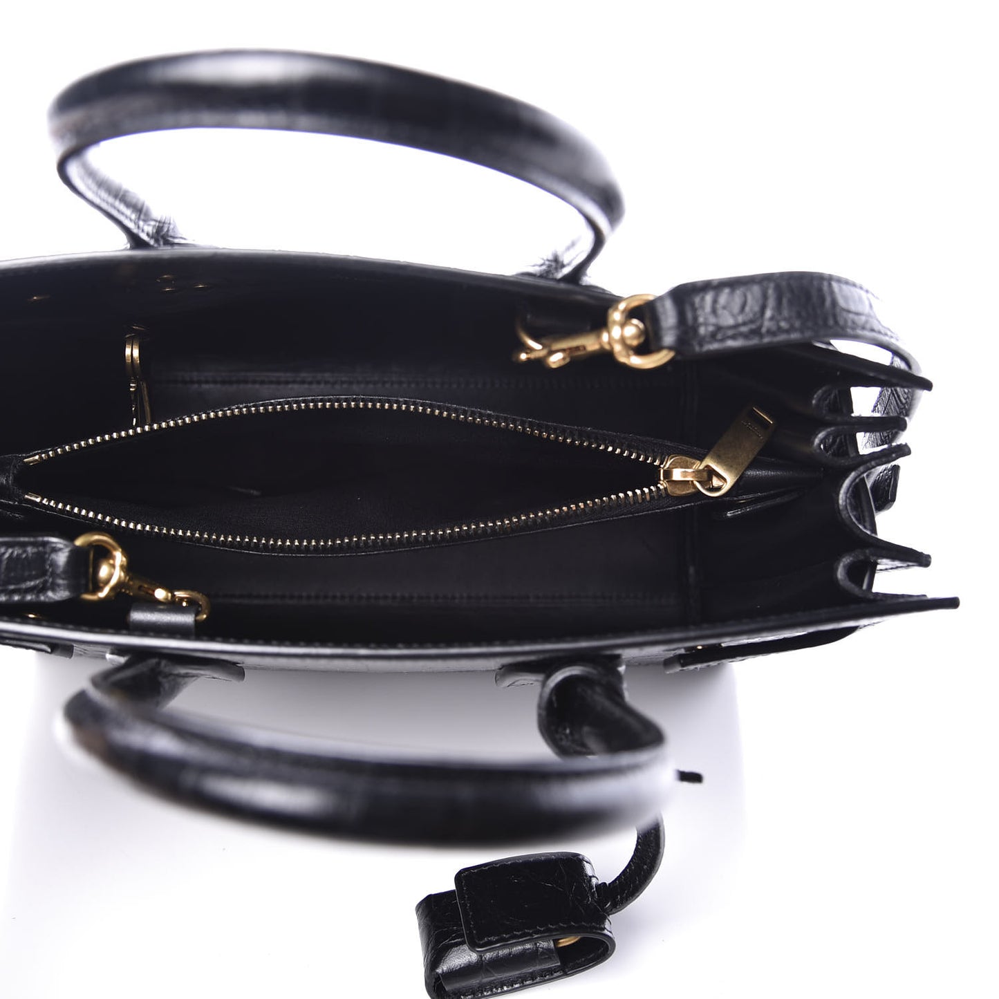 Calfskin Crocodile Embossed Baby Sac De Jour Black