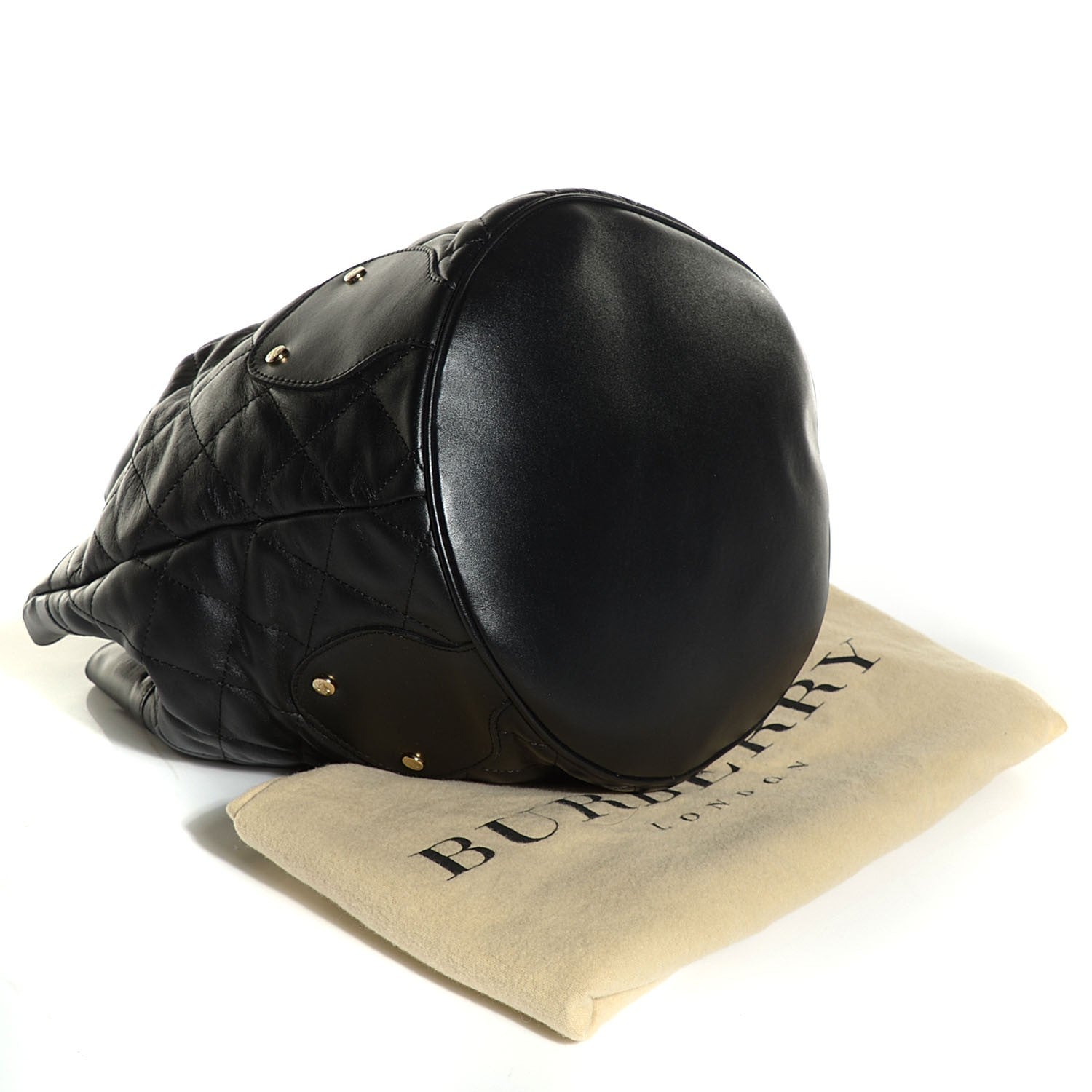 Burberry Calfskin Quilted Bucket Shoulder Bag Black 4 of 8