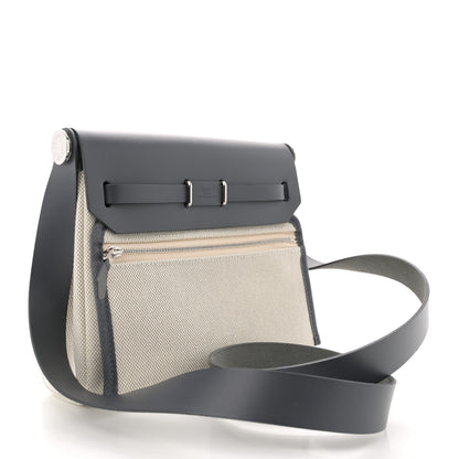 Hermes Military Toile Vache Hunter Herbag Zip Retourne 20 Ecru Bleu Glacier Ardoise 3 of 10