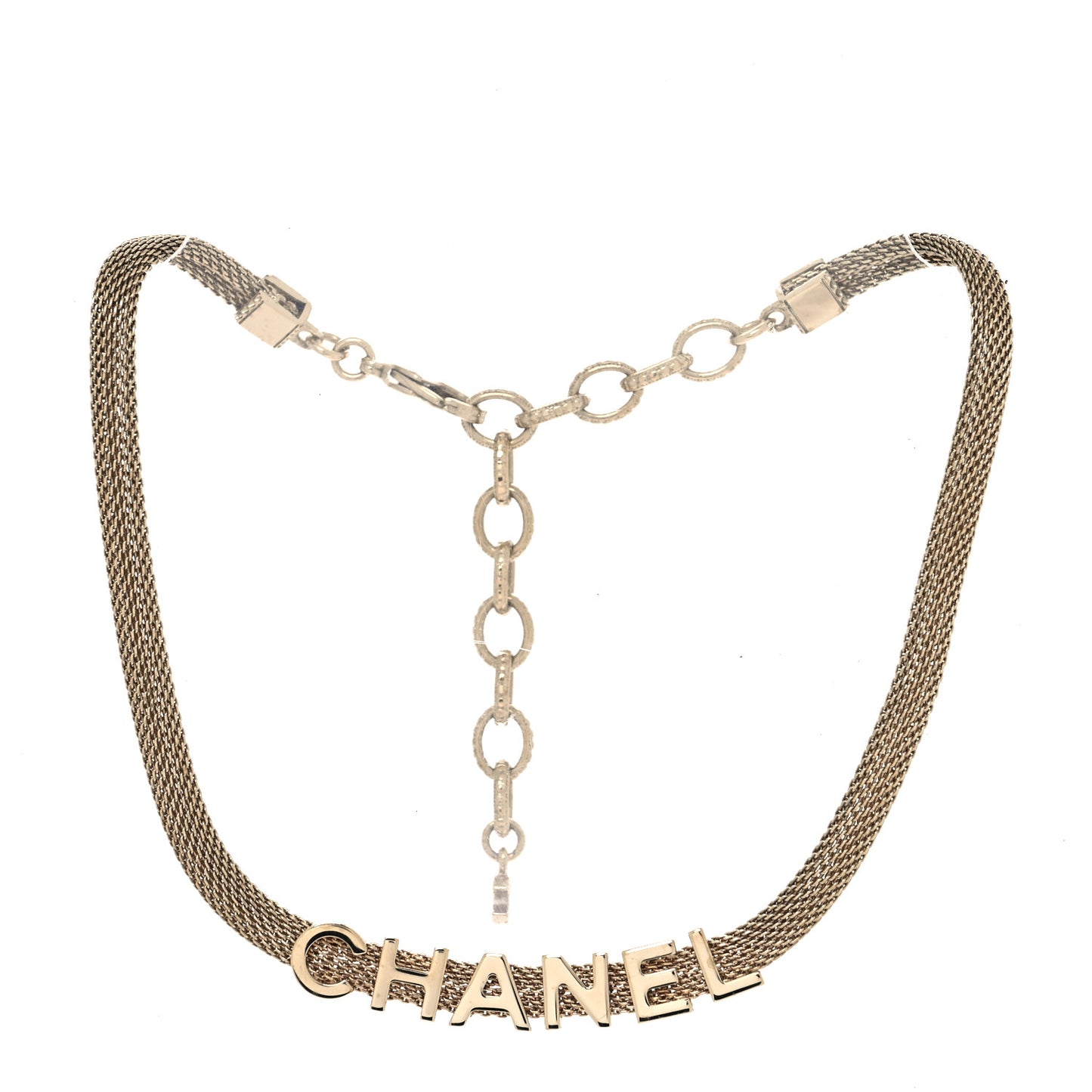 Mesh Logo Choker Necklace Gold