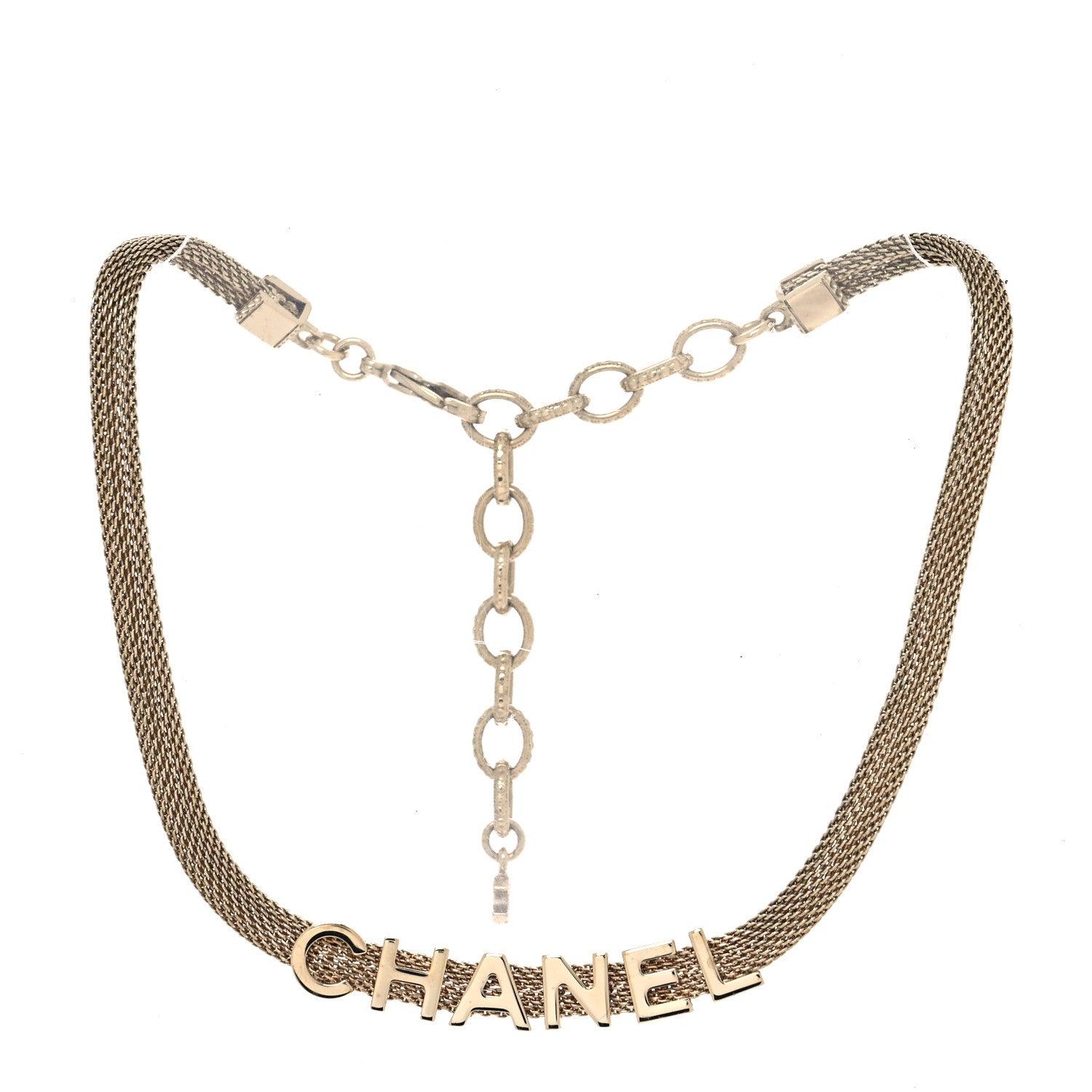 Chanel Mesh Logo Choker Necklace Gold 3 of 5