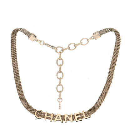 Chanel Mesh Logo Choker Necklace Gold 3 of 5