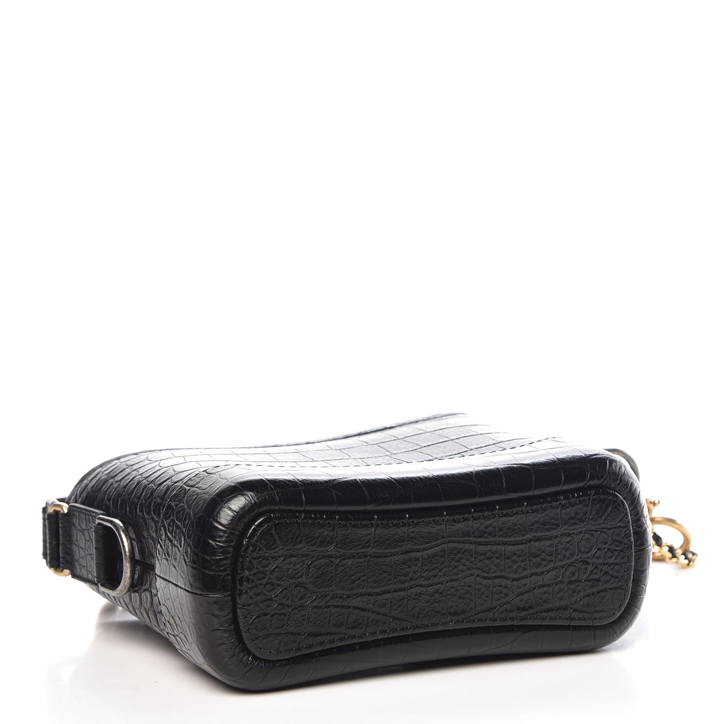 Calfskin Crocodile Embossed Small Gabrielle Cocodile Hobo Black