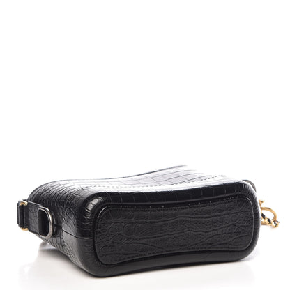 Chanel Calfskin Crocodile Embossed Small Gabrielle Cocodile Hobo Black 5 of 12
