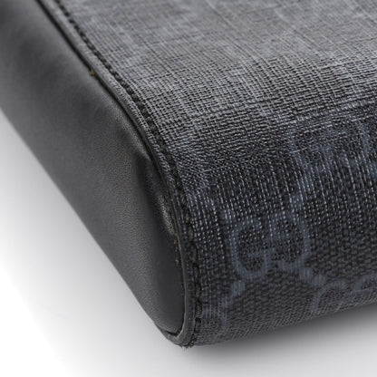Gucci GG Supreme Monogram Web Small Flat Messenger Bag Black Grey 8 of 12