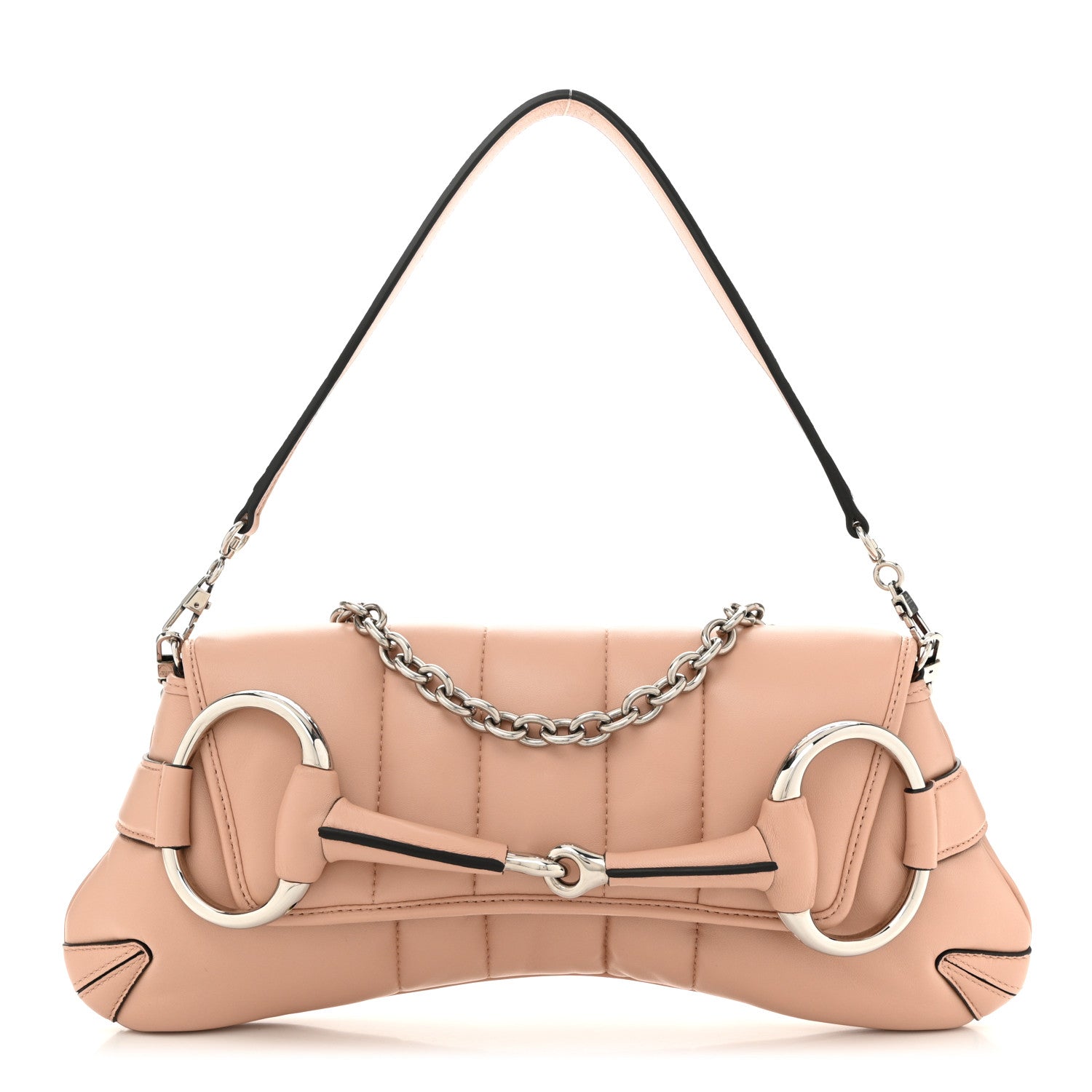 Gucci Nappa Vertical Matelasse Medium Maxi Horsebit Chain Shoulder Bag Pink Sand 1 of 11