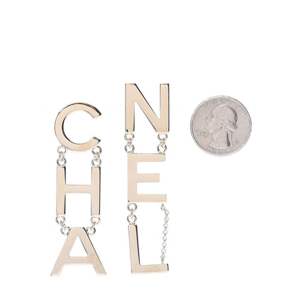 Chanel Metal Cha-Nel Logo Drop Earrings Gold 2 of 4