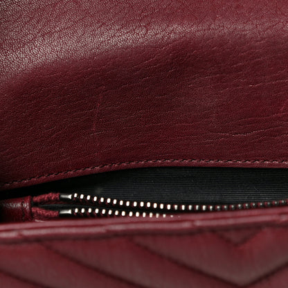 Saint Laurent Sheepskin Matelasse Chevron Monogram Medium College Bag Rouge Legion 13 of 24