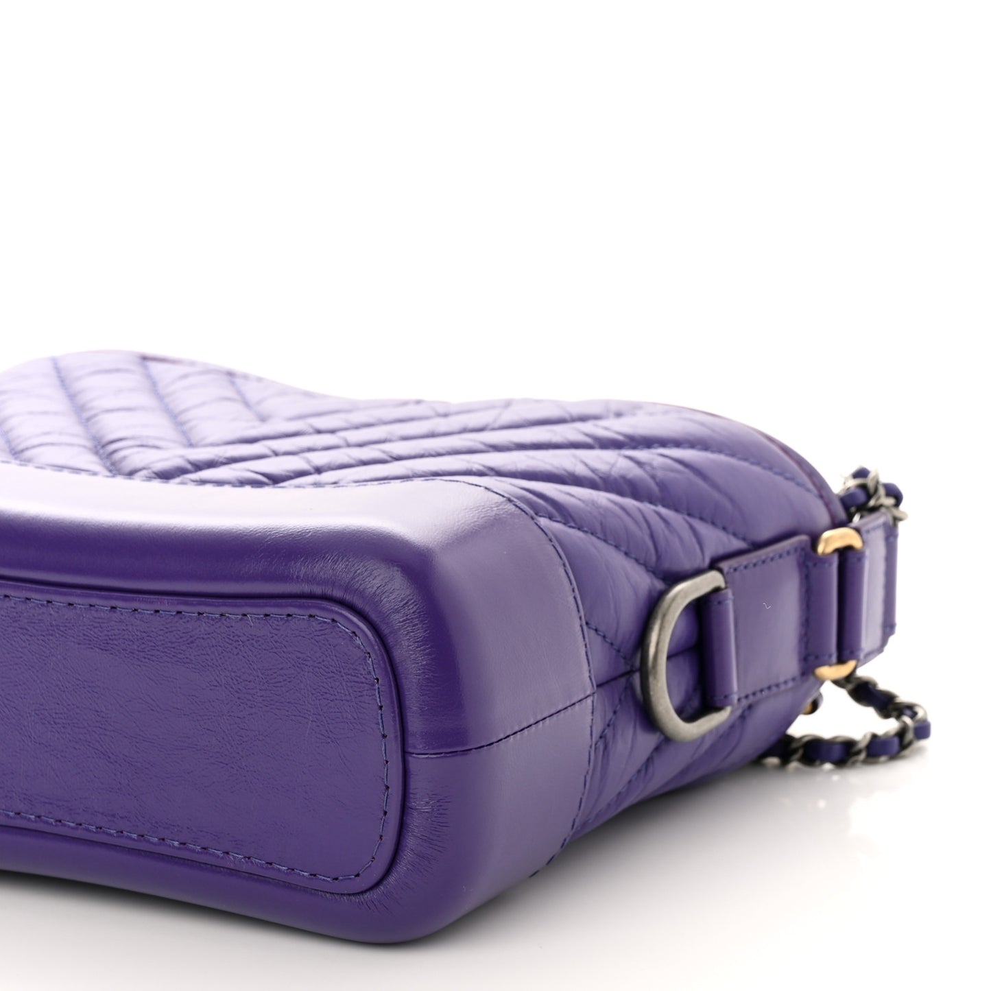 Aged Calfskin Chevron Quilted Small Gabrielle Hobo Purple