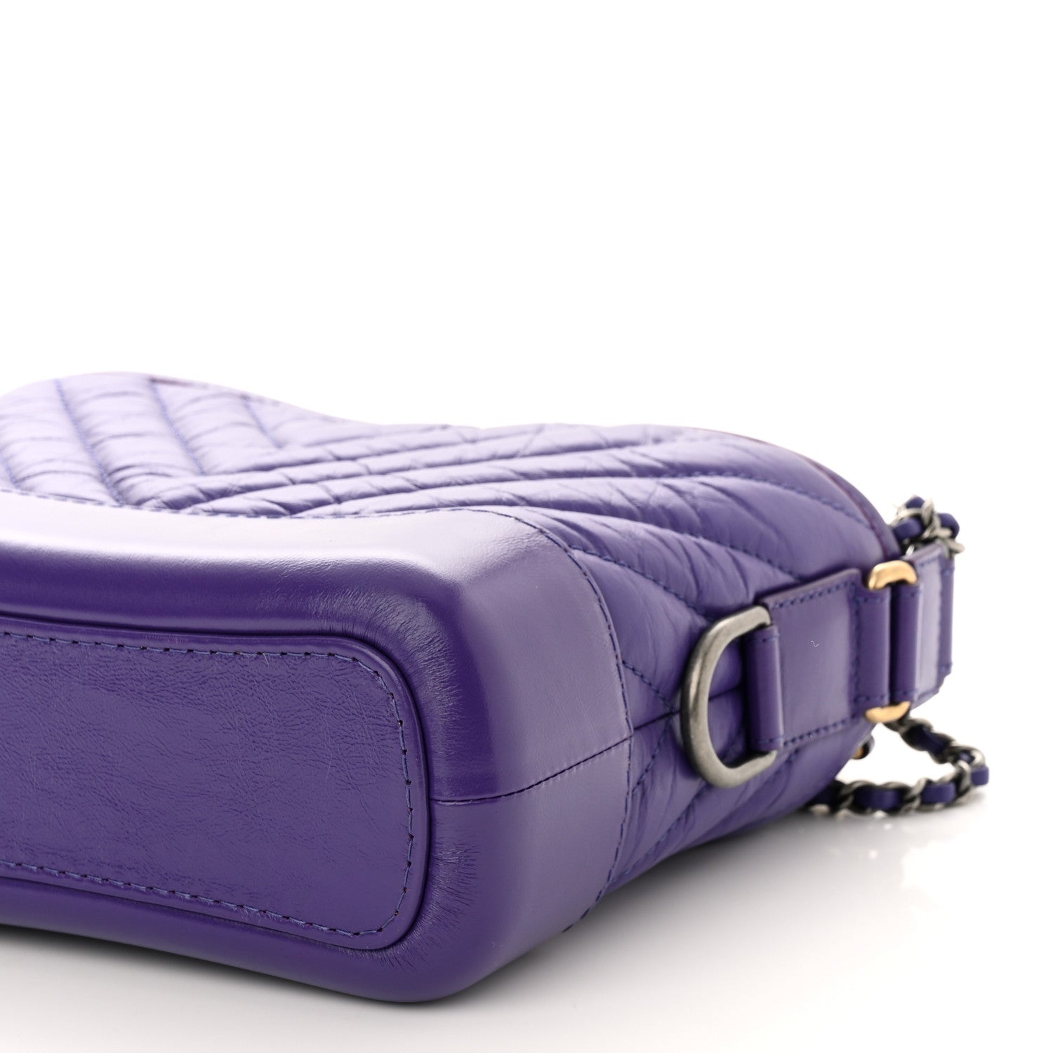 Chanel Aged Calfskin Chevron Quilted Small Gabrielle Hobo Purple 10 of 10
