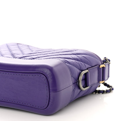 Chanel Aged Calfskin Chevron Quilted Small Gabrielle Hobo Purple 10 of 10