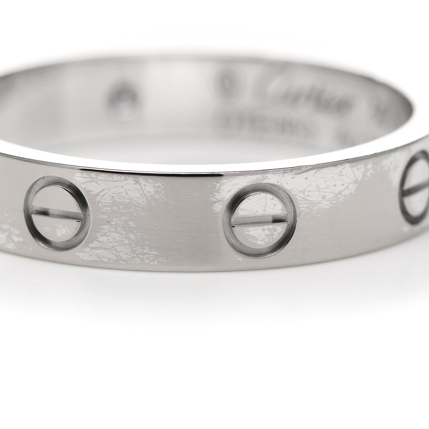 18K White Gold Diamond 4mm LOVE Wedding Band Ring 56 7.5