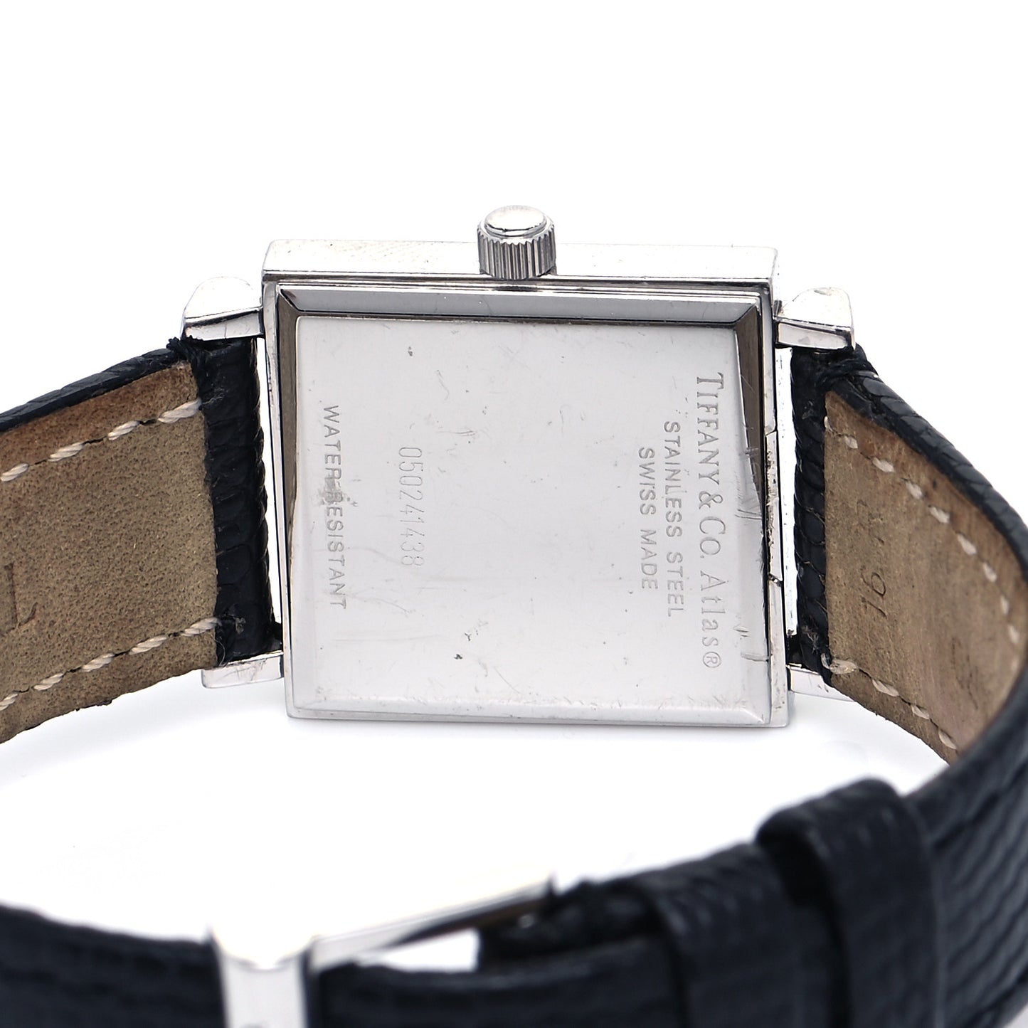 Stainless Steel Lizard 23mm Atlas Square Quartz Watch Black