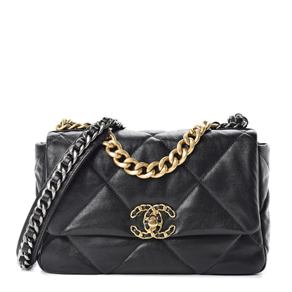 Chanel Lambskin Quilted Medium 19 Flap Black 1 of 10