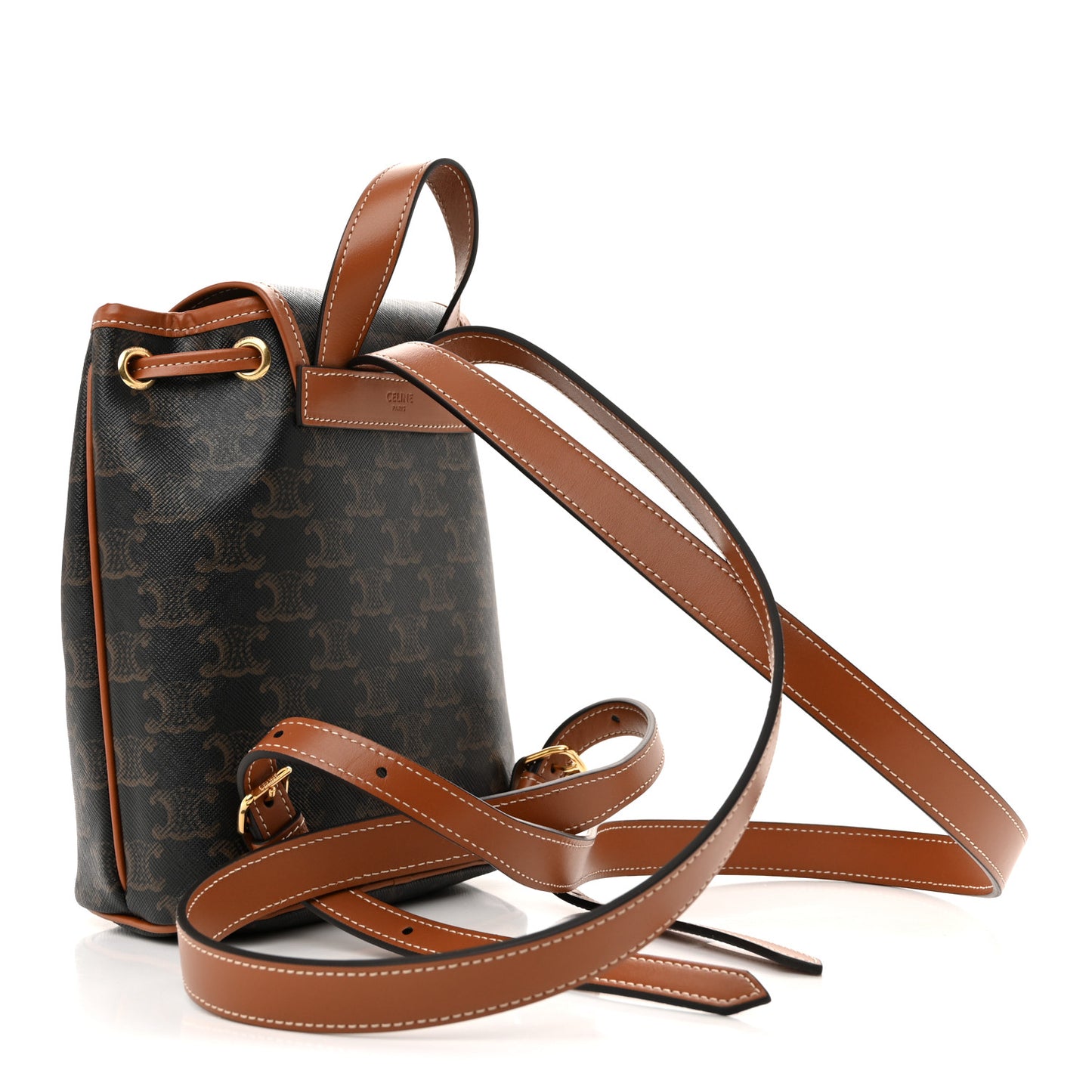 Triomphe Canvas Calfskin Mini Folco Backpack Tan