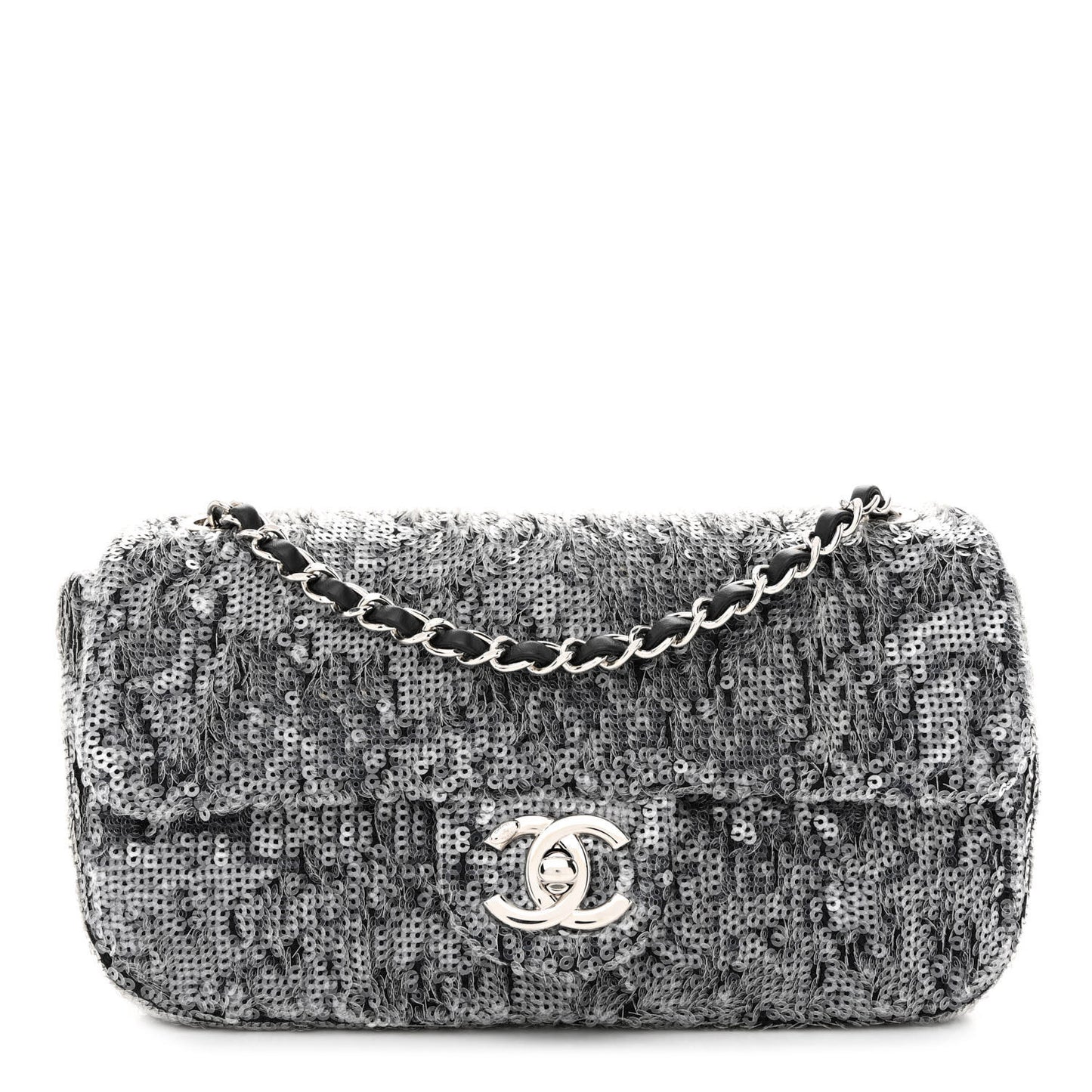 Sequin Mini Rectangular Flap Silver