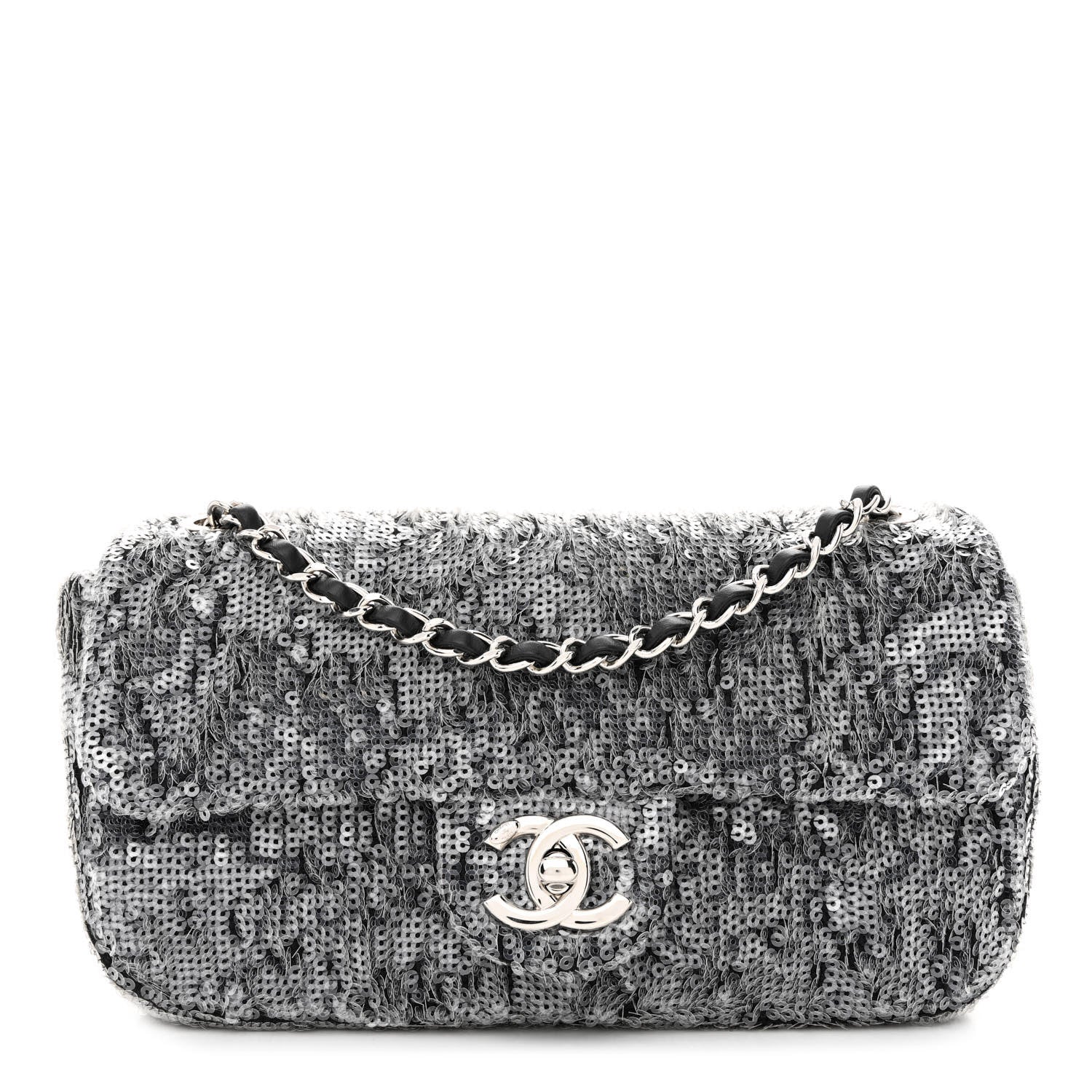 Chanel Sequin Mini Rectangular Flap Silver 1 of 11