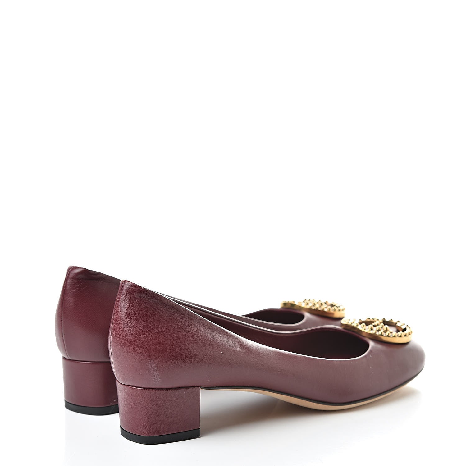 Gucci Calfskin Studded Interlocking G Flat 36 Burgundy 4 of 14