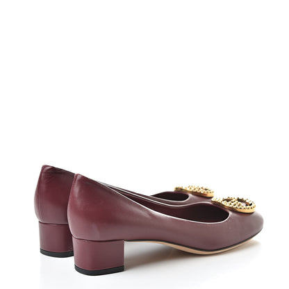Gucci Calfskin Studded Interlocking G Flat 36 Burgundy 4 of 14